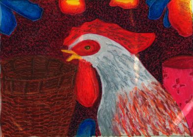 La Poule, portrait en rouge
